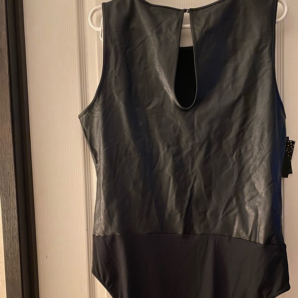 INC Faux Leather Bodysuit, - Picture 2 of 5